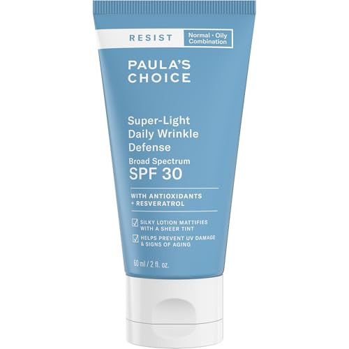 Paula's Choice RESIST Super-Light Daily Wrinkle Defense Mineral Sunscreen, SPF 30 Face Sunscreen for Oily Skin, Matte Tinted Face Moisturizer, UVA/UVB Protection, Fragrance-Free, 2 Fl Oz | Amazon (US)