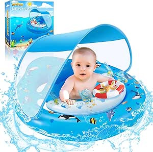 Baby Pool Float with Canopy, Baby Float for 6-36 Months, Baby Swimming Float, Toddler Pool Float ... | Amazon (US)