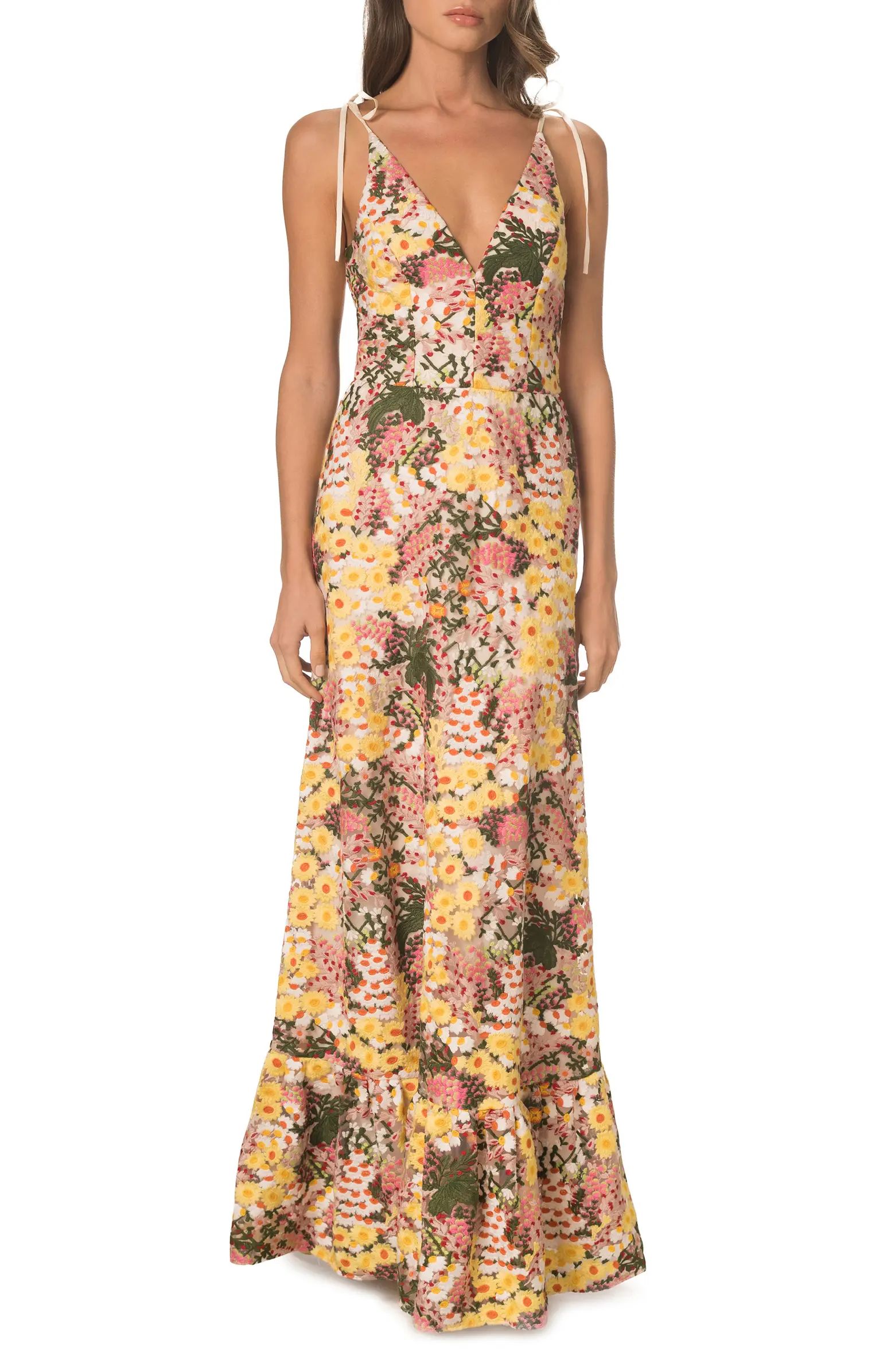 Sunny Floral Embroidered Gown | Nordstrom