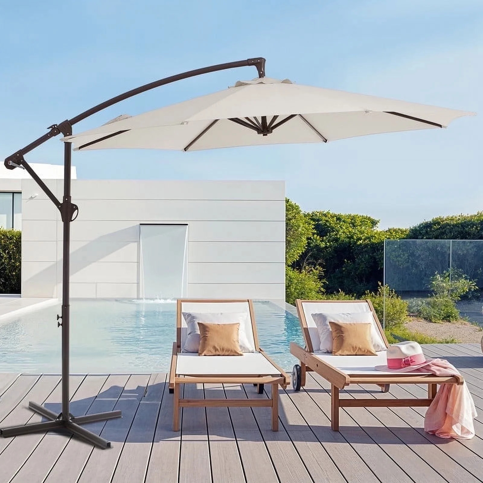 JUSTLET 10' Outdoor Hanging Offset Cantilever Umbrella for Patio(No Base), Cream White | Walmart (US)