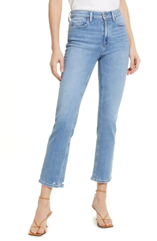 PAIGE Cindy High Waist Straight Leg Jeans in Lovesong Distressed Beat Hem at Nordstrom, Size 25 | Nordstrom