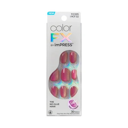 KISS colorFX by imPRESS Press On Nails No Glue Needed Pink Short Squoval Shape 30 Ct. | Walmart (US)
