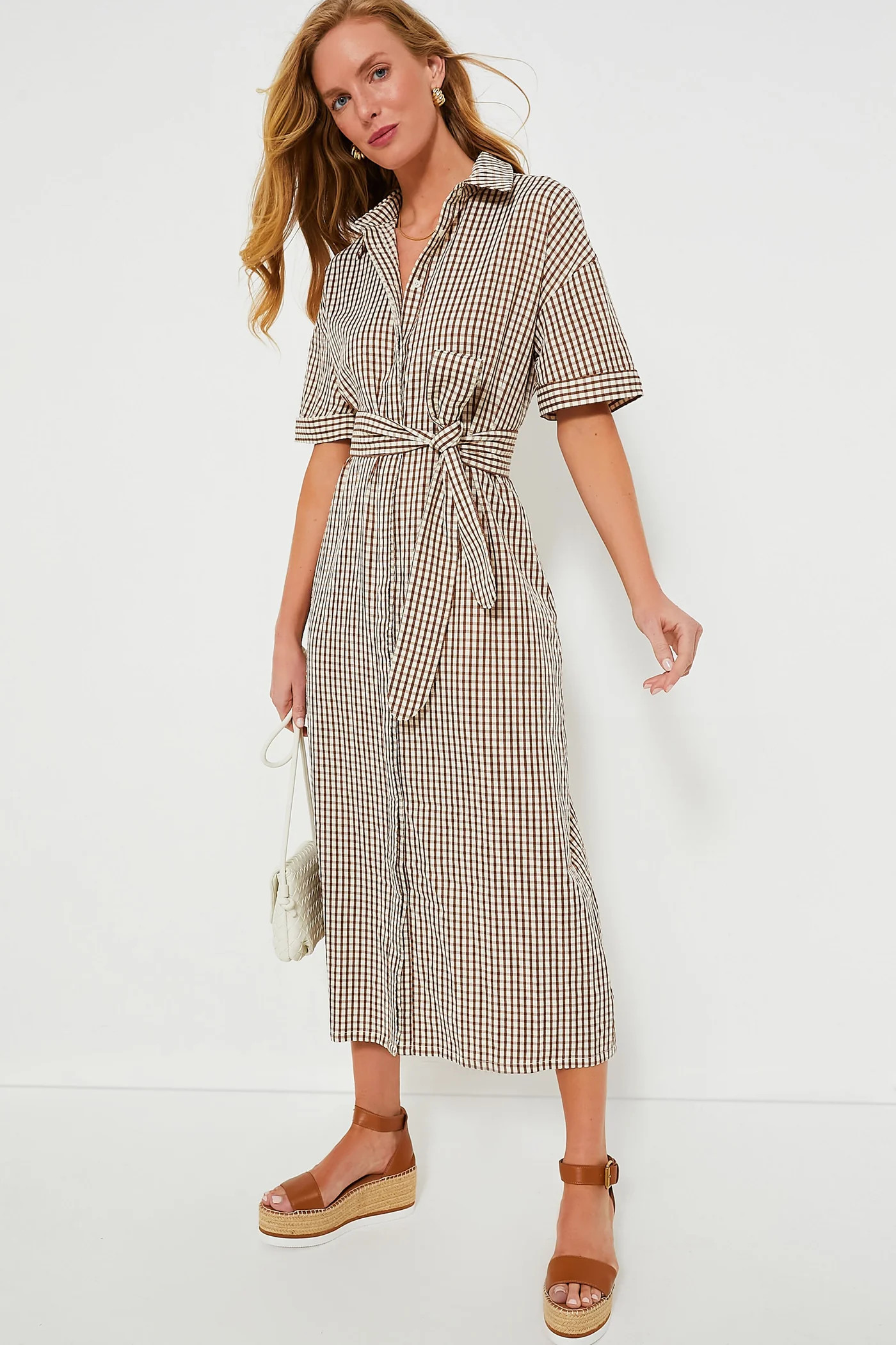 Brown Gingham Seersucker Zacara Dress | Tuckernuck (US)