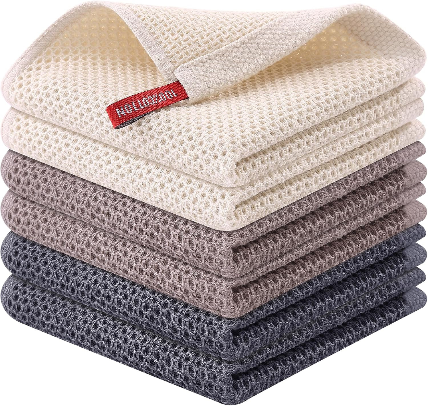 Kitinjoy 100% Cotton Kitchen Dish Cloths, 6 Pack Waffle Weave Ultra Soft Absorbent Dish Towels fo... | Amazon (US)