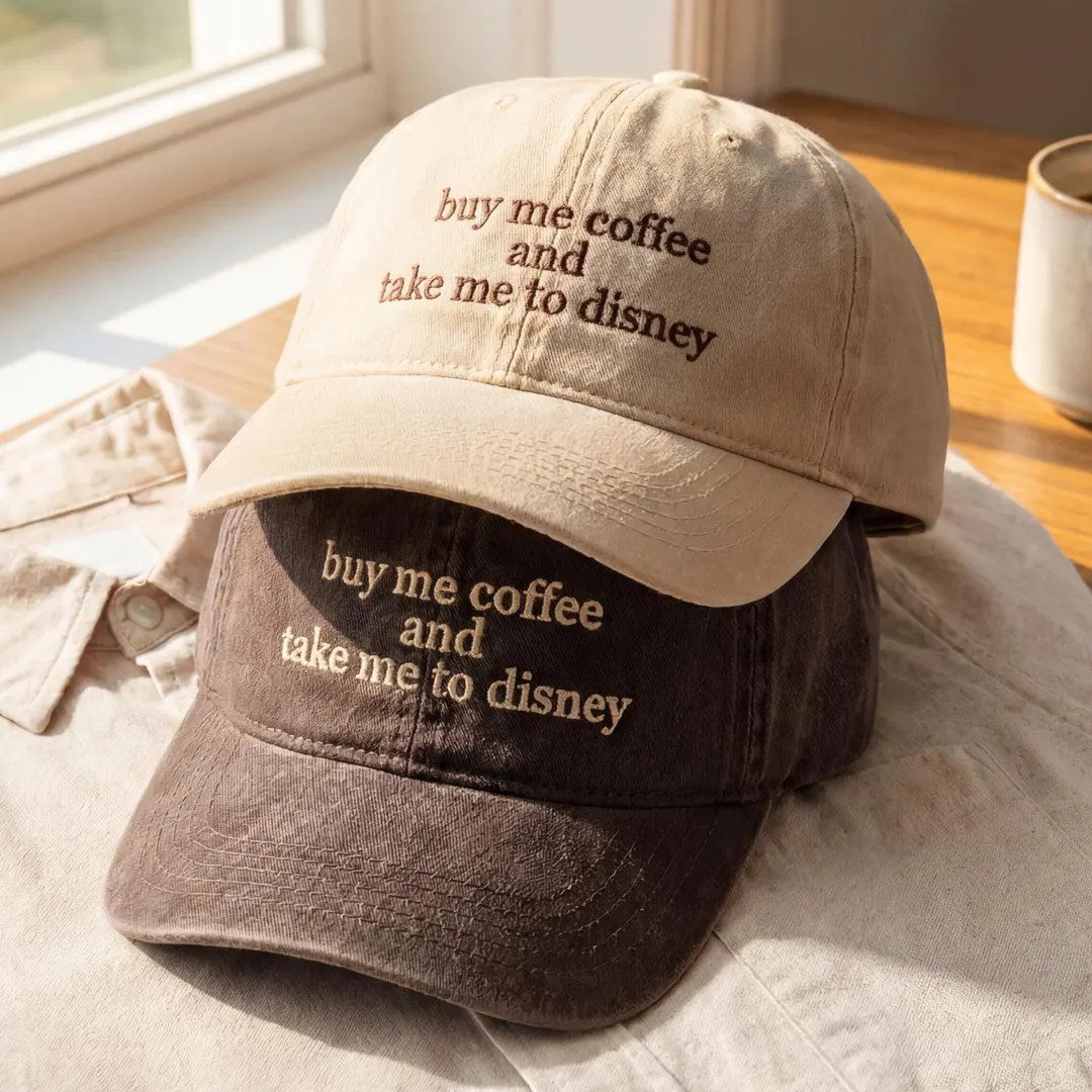 Embroidered Buy Me Coffee and Take Me To Disney Hat, Vintage Washed Cotton Dad Cap, Magic Kingdom... | Etsy (US)
