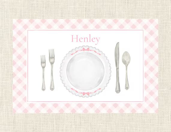 Personalized Place Setting Placemat / Gingham / Dining / - Etsy | Etsy (US)