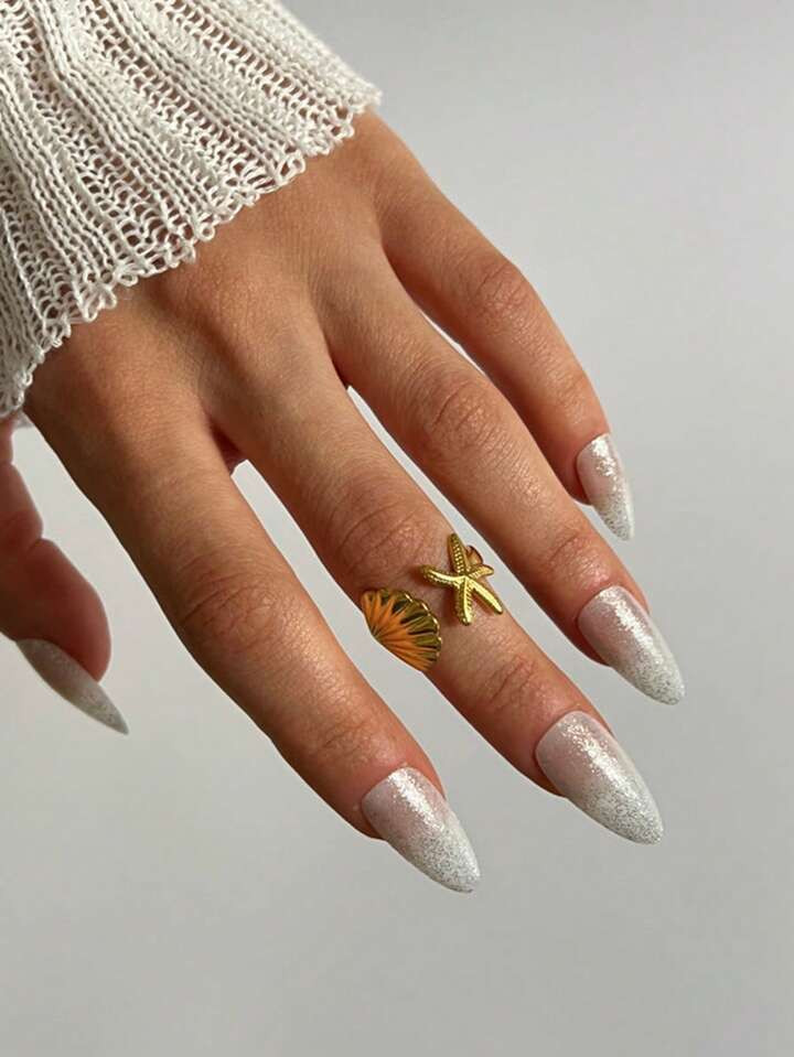 1pc New Design Seashell Sea Star Open Adjustable 18K Gold Waterproof Leisure Fashion Ring For Wom... | SHEIN