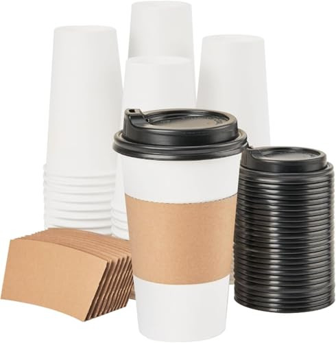 RACETOP 16 oz 500 Pack Disposal Paper Coffee Cups with Lids and Sleeves, To Go Cups Ideal for Coffee, Travel, Office, Home | Amazon (US)