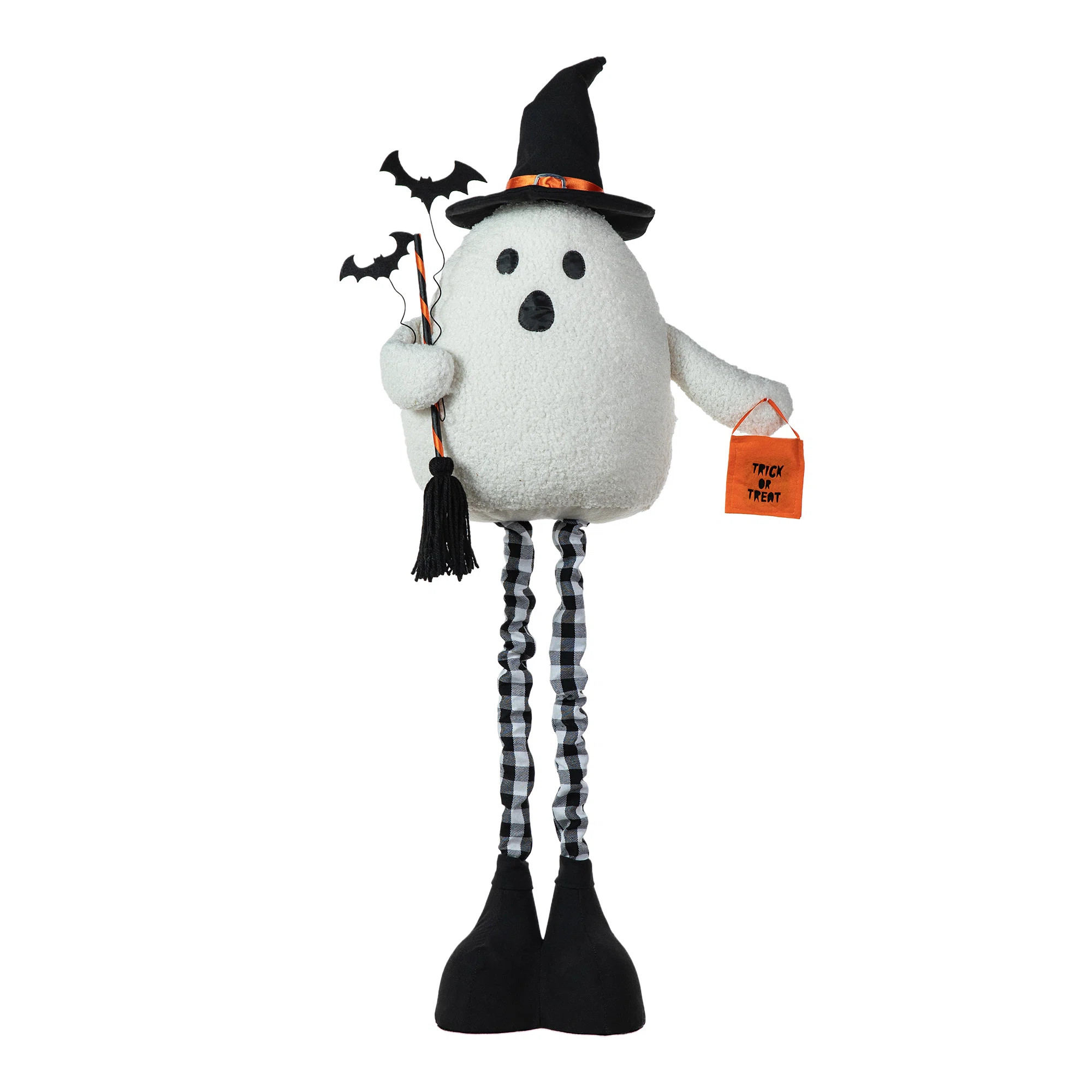38"H Lighted Halloween Fabric Ghost Standing Decor, With Telescoping Legs And Timer | Wayfair North America