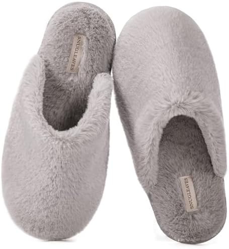 Snug Leaves Women's Fuzzy Scuff Slippers Soft Comfy Memory Foam Non-slip Indoor House Shoes | Amazon (US)