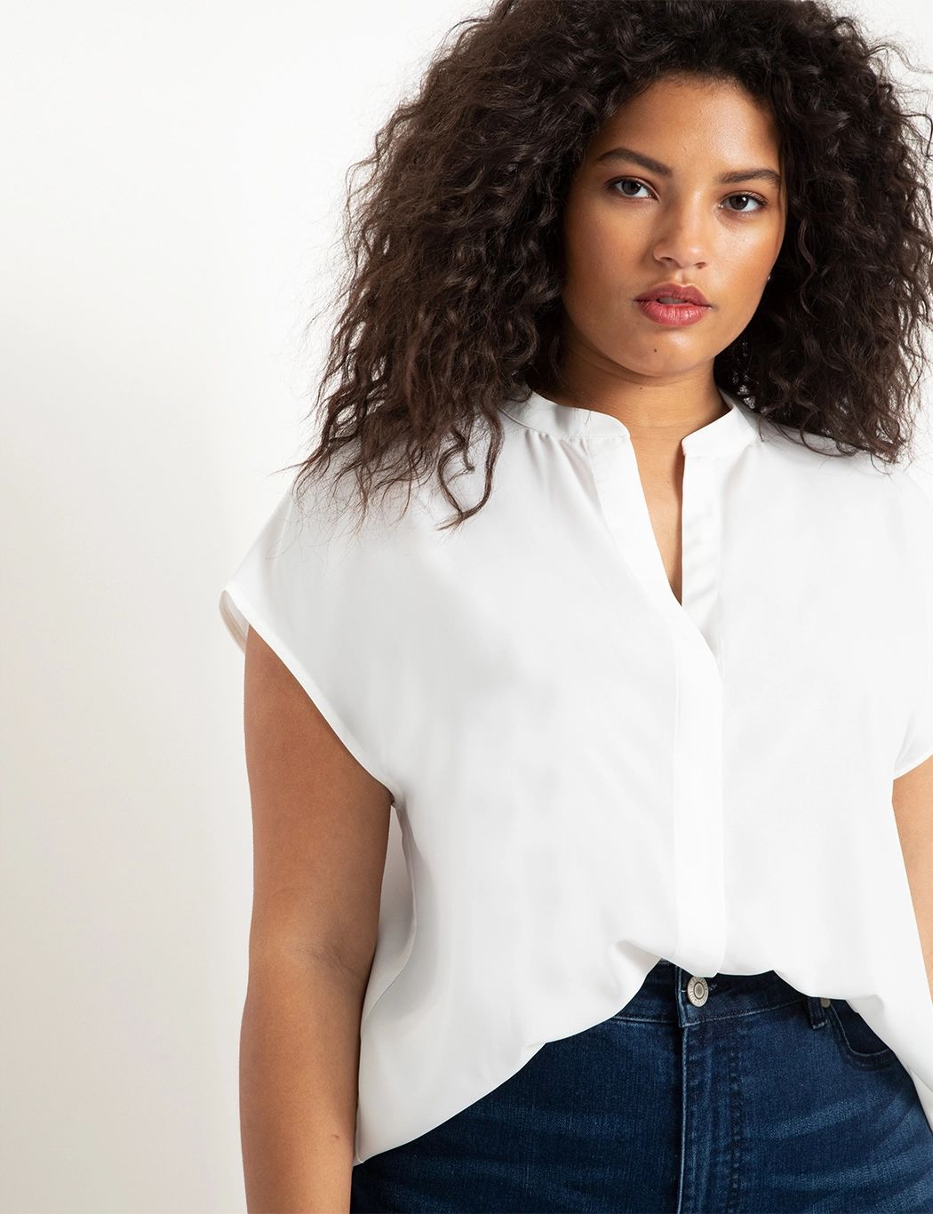 Notch Collar Blouse | Women's Plus Size Tops | ELOQUII | Eloquii