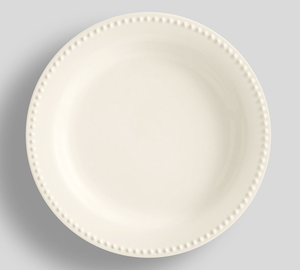 Emma Beaded Stoneware Dinner Plates, Set of 4 - White | Pottery Barn (US)