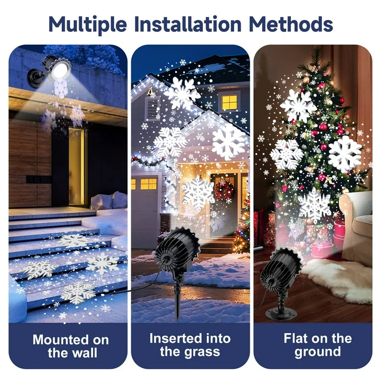 Snowflake LED Projector Lights, Rotating Snowfall Projection Light, Indoor Outdoor Snow Falling P... | Walmart (US)