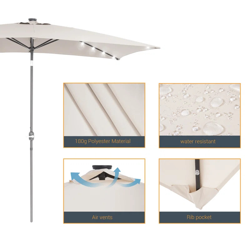 120'' x 78'' Rectangular Lighted Tilt Market Umbrella | Wayfair North America