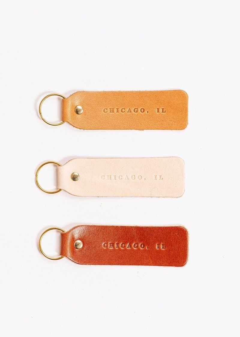 Hand Stamped Leather Keychain - Chicago, IL | Alice & Wonder