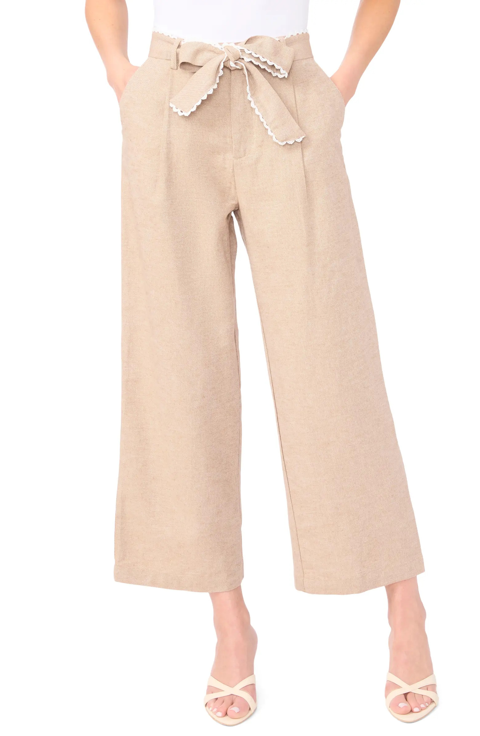 Bow Tie Waist Ankle Wide Leg Pants | Nordstrom
