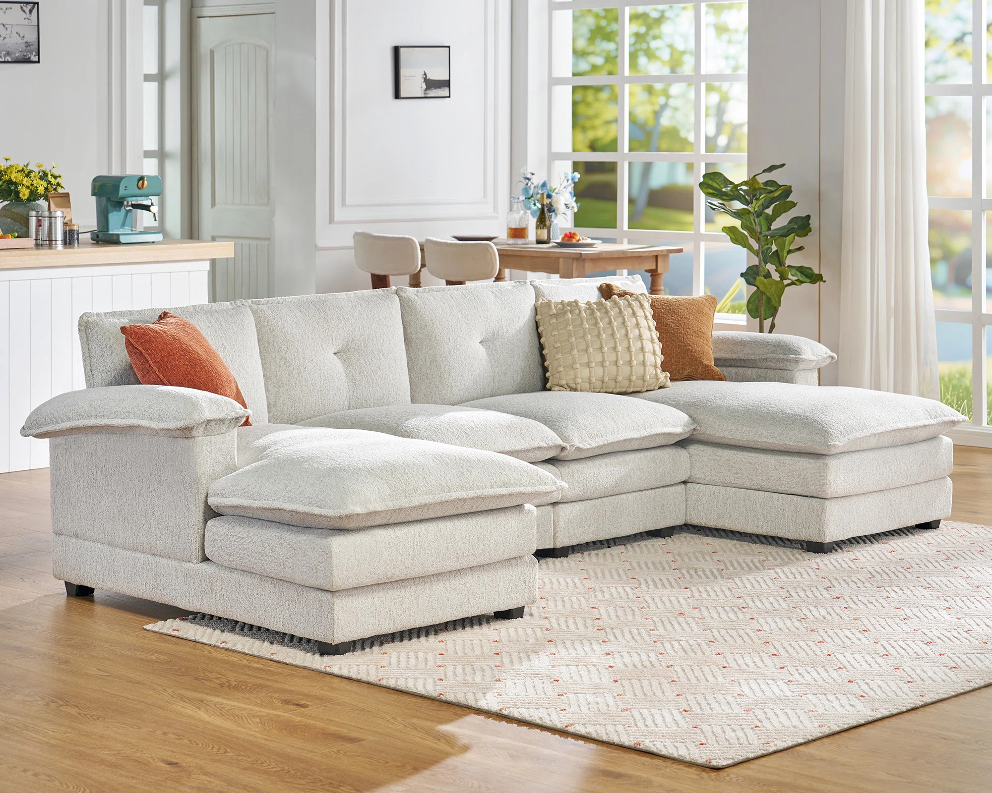 115 Inch Sectional Couch, Modular Sectional Sofa- Double Layer Seat Cushions, U Shaped Couch- Com... | Wayfair North America