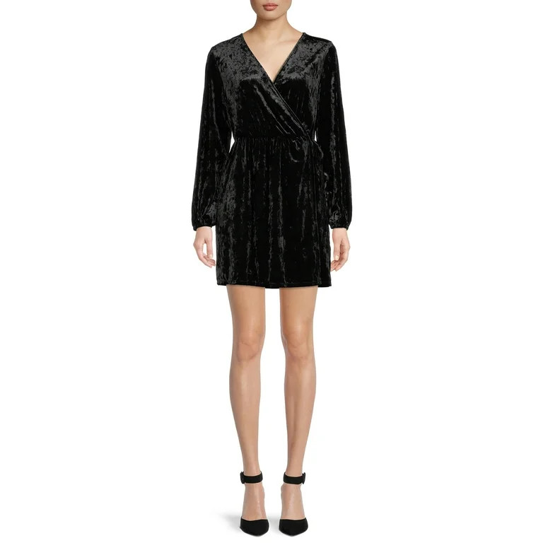 The Get Women's Velvet Wrap Mini Dress - Walmart.com | Walmart (US)