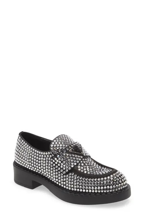 Prada Logo Crystal Loafer at Nordstrom, Size 7Us | Nordstrom
