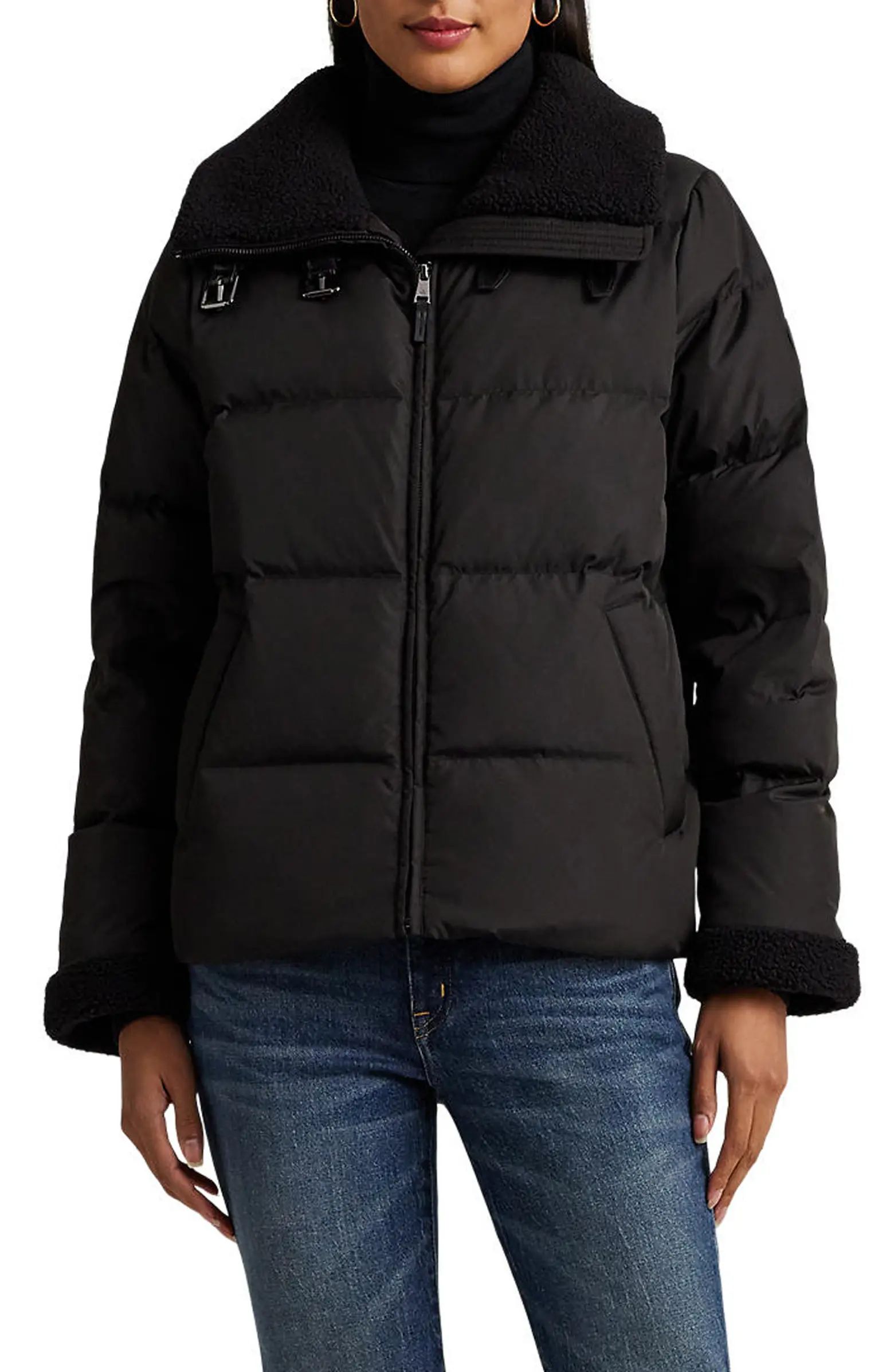 Fleece Collar & Cuffs Puffer Jacket | Nordstrom