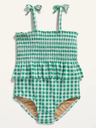 Smocked Peplum Printed Swimsuit for Toddler Girls | Old Navy (US)