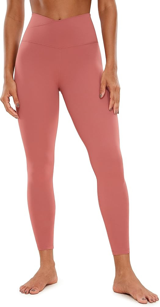 CRZ YOGA Butterluxe Womens V Cross Waist Workout Leggings 26.5" - Crossover High Waist Long Gym L... | Amazon (US)