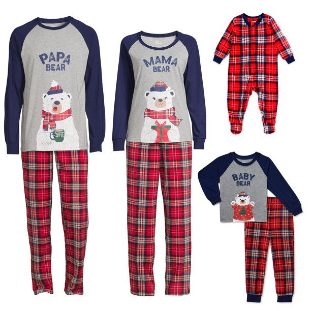 Plaid Bears Holiday Matching Family Christmas Pajamas Women's Sleepwear Set, 2-Piece, Sizes S-3XL... | Walmart (US)