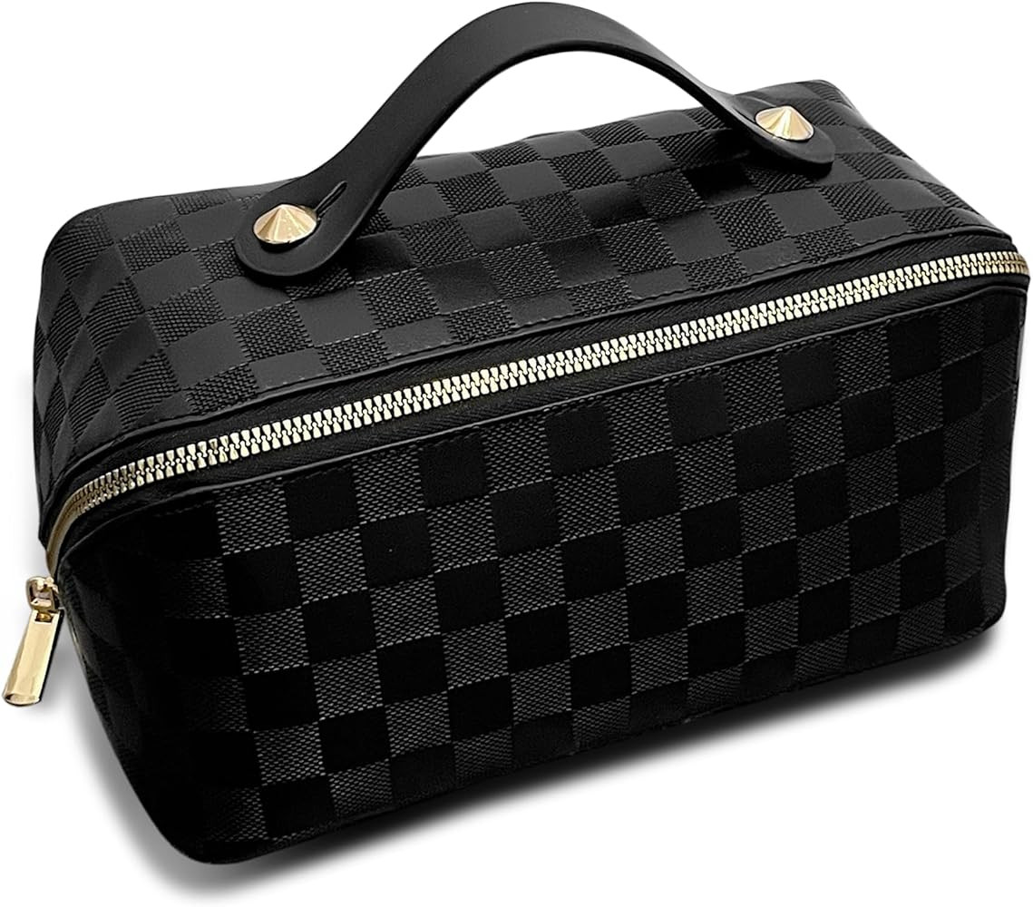 btbfami Travel Makeup Bag,Large Capacity Cosmetic Bags for Women，Portable PU Leather Waterproof... | Amazon (US)