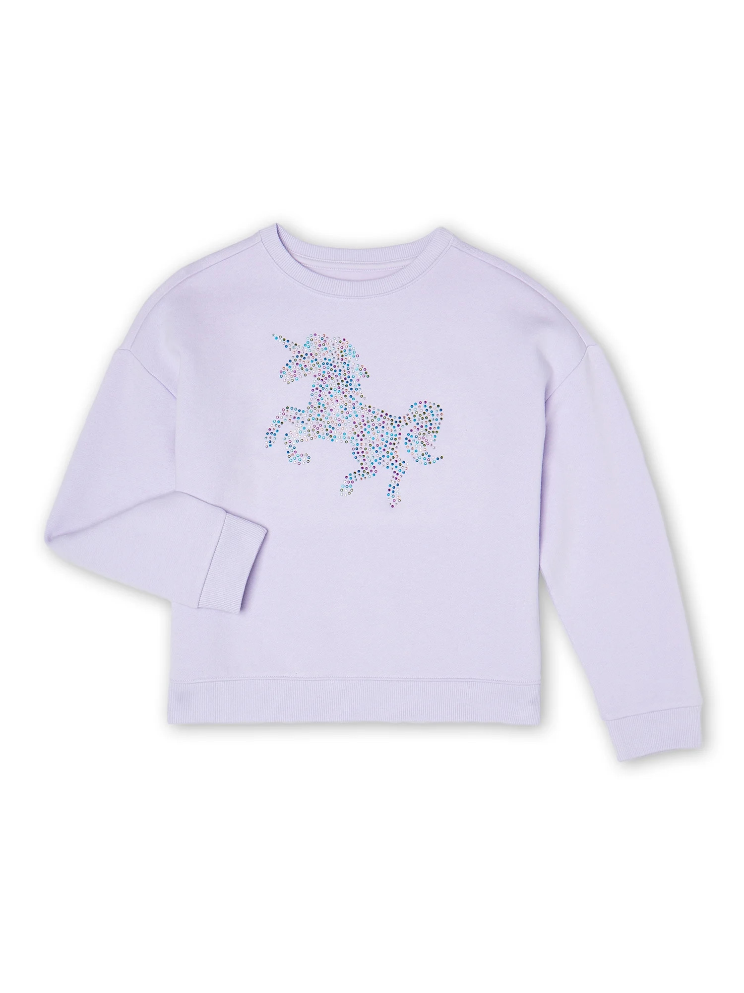 Wonder Nation Girls Be Kind Floral Crewneck Pullover Sweatshirt, Sizes 4-18 & Plus | Walmart (US)