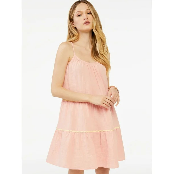 Scoop Women's Ric Rac Trim Trapeze Sundress | Walmart (US)