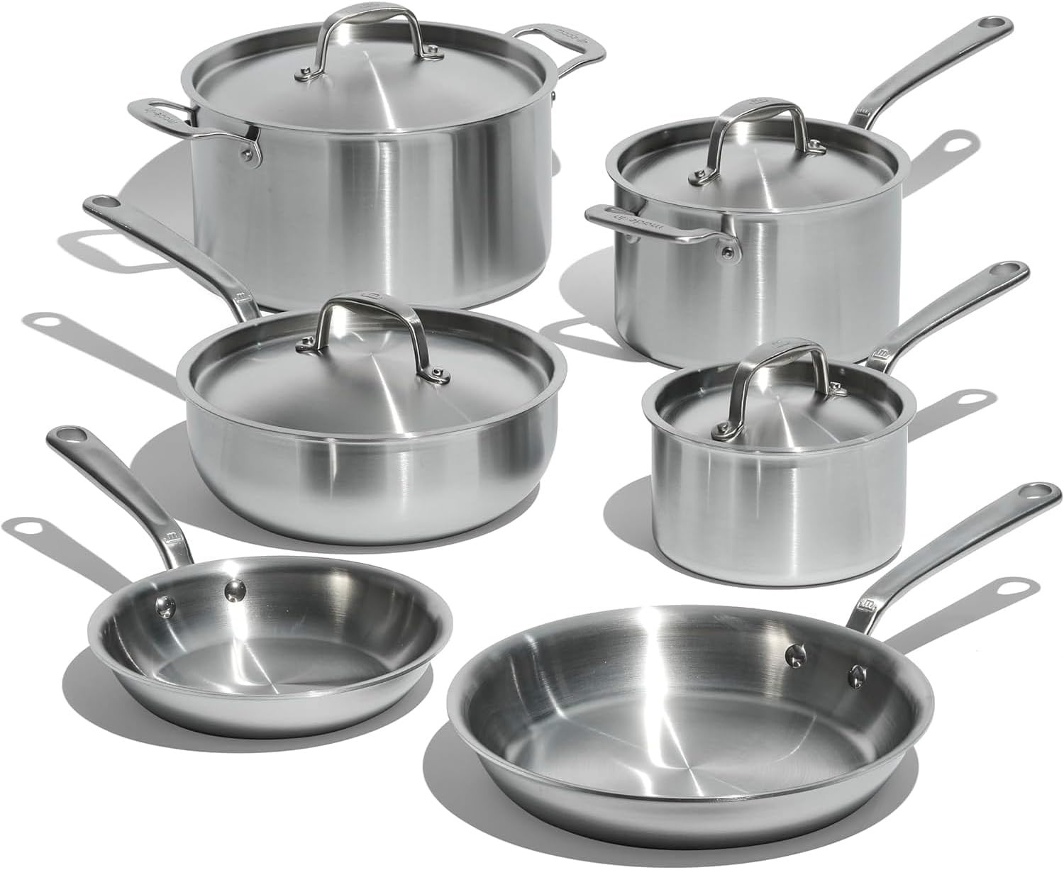 Made In Cookware - 10 Piece Stainless Steel Pot and Pan Set - 5 Ply Clad - Includes Stainless Steel Frying Pans, Saucepans, Saucier and Stock Pot W/Lid - Professional Cookware - Crafted in Italy | Amazon (US)