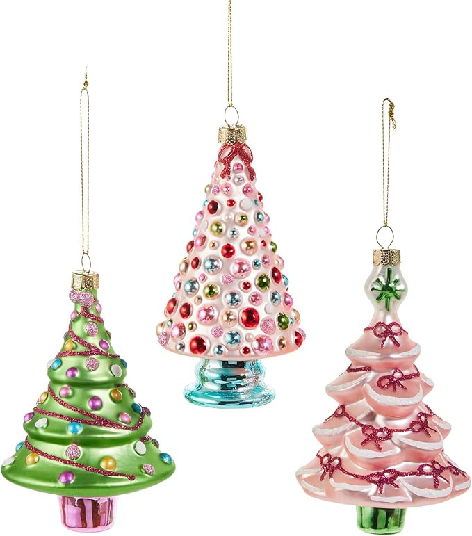 5 Inch Blushing Tree Ornament - Glass Set of 3 Assorted | Amazon (US)