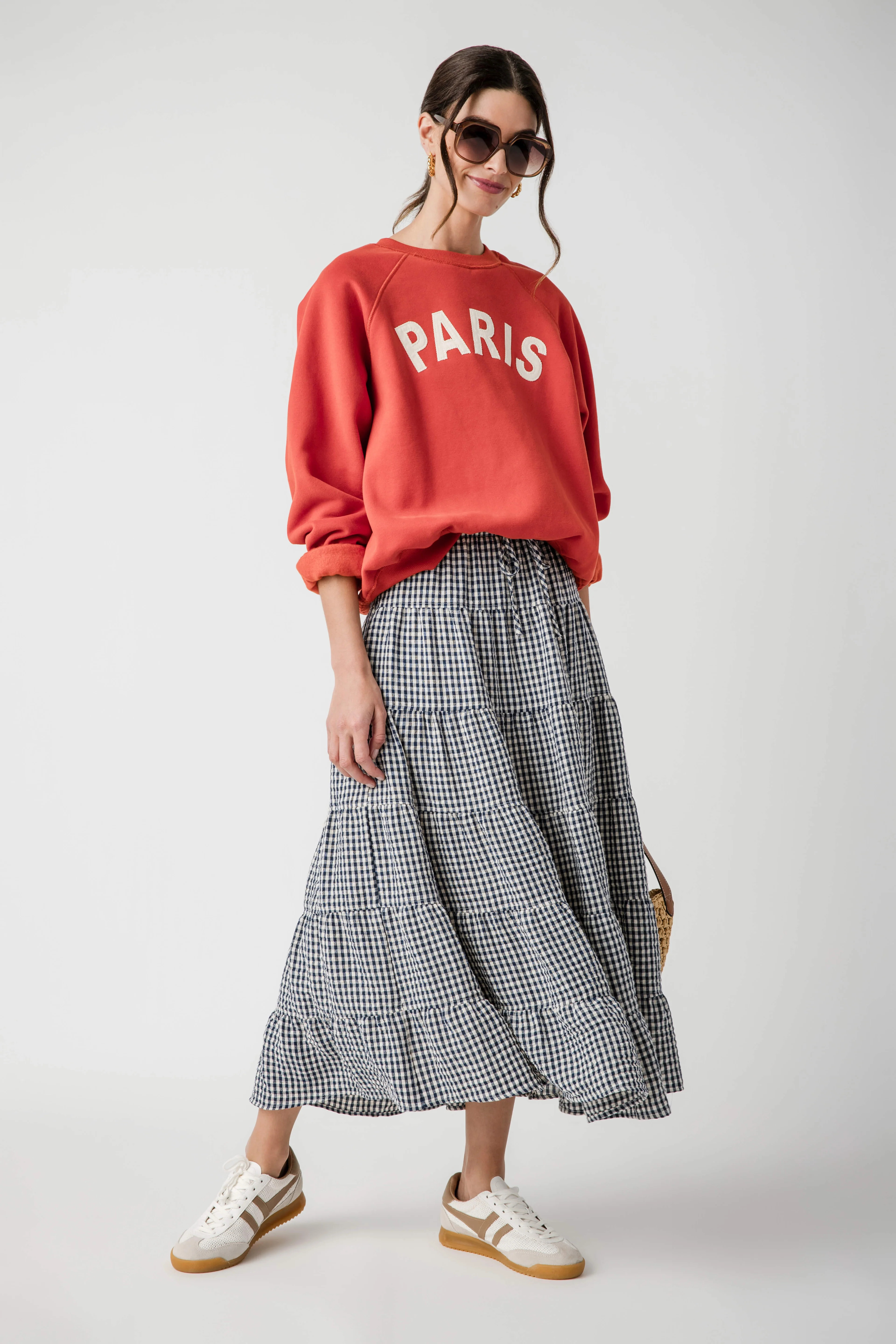 Raisonnel Gingham Tiered Maxi Skirt | Social Threads