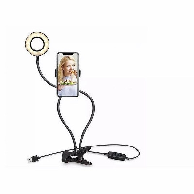 Link LED Selfie Ring Light with Cell Phone Holder with Flexible Stand & Long Arm for Live Stream/Makeup 3 Light Modes and Brightness Levels - Black | Target