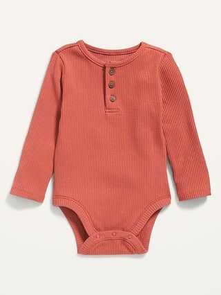 Unisex Long-Sleeve Rib-Knit Henley Bodysuit for Baby | Old Navy (US)