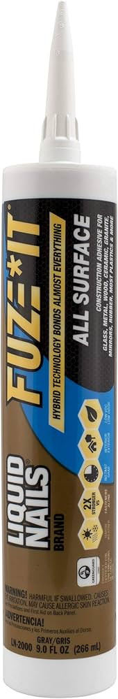 Liquid Nails 56198673380 LN-2000 FuzeIt All Surface Construction Adhesive (9-Ounce) , Gray | Amazon (US)