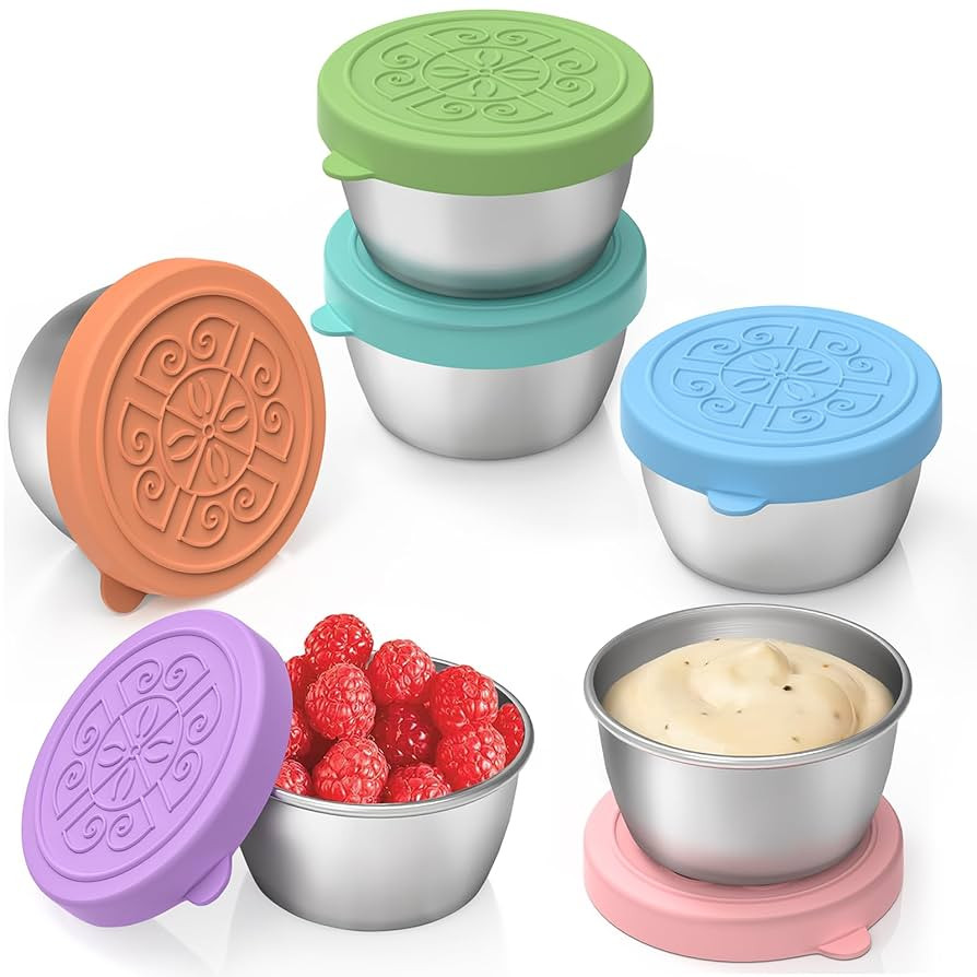 6x1.6 oz Salad Dressing Container To Go, Stainless Steel Small Condiment Containers with Leakproo... | Amazon (US)