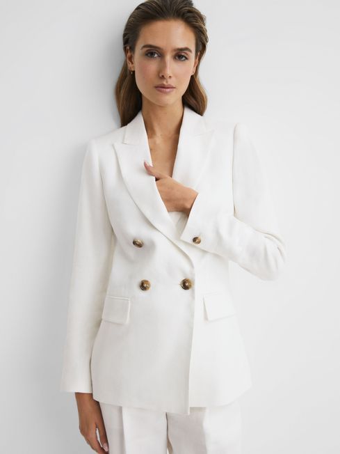 Double Breasted Linen Blazer | Reiss UK