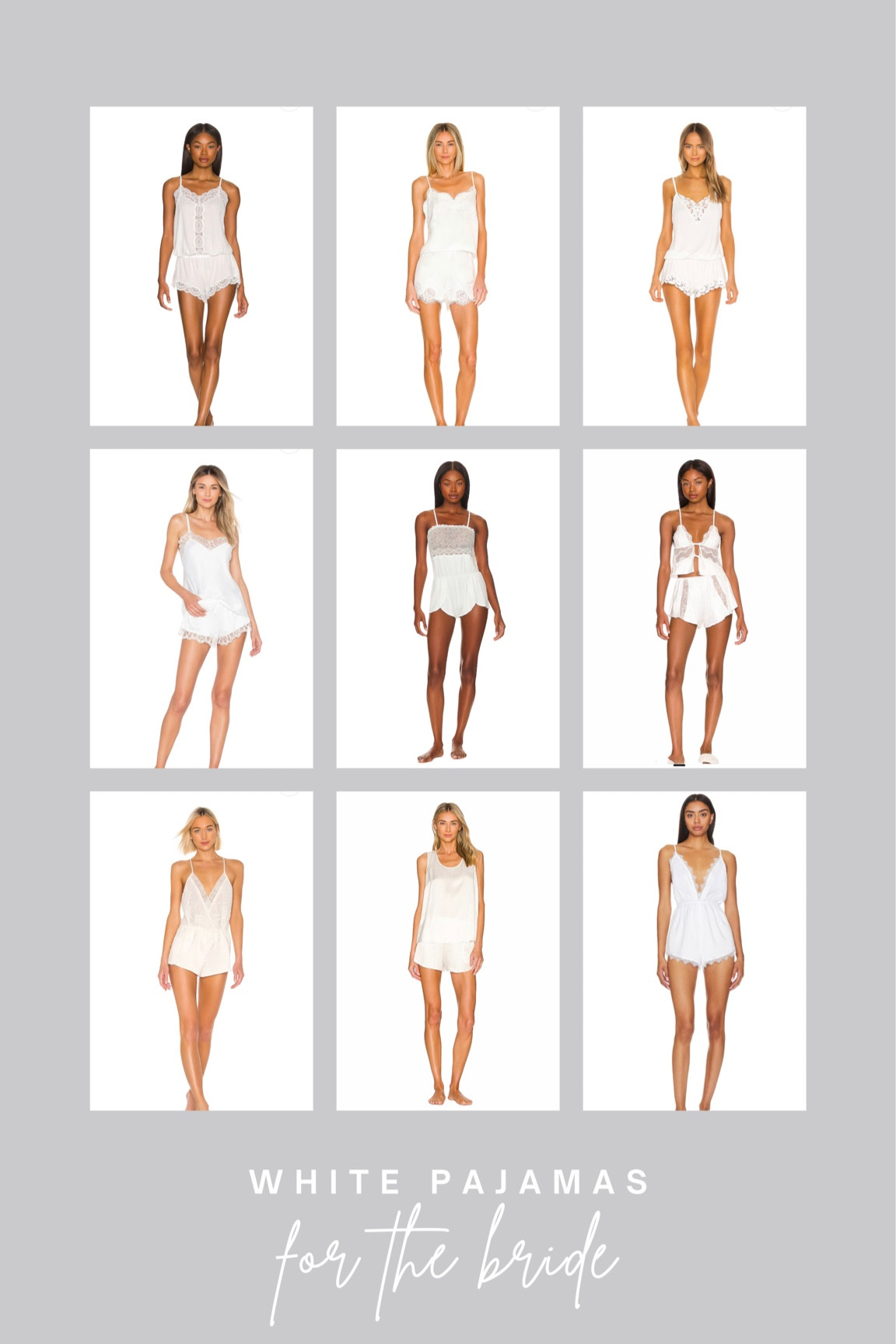 White pajamas for the bride 

Sleepwear | white | pajamas | sleepwear | wedding pajamas | wedding lingerie | short set | revolve 