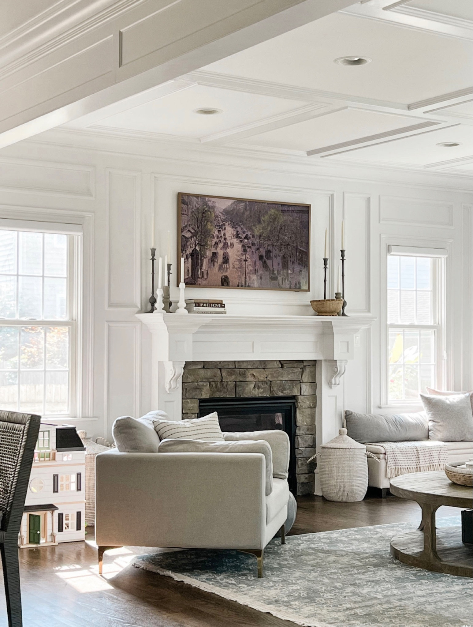 Cozy fall living room 🍂

Arm chair, upholstered ottoman, frame tv, fall Mantel, Serena & lily 

#LTKSeasonal #LTKhome