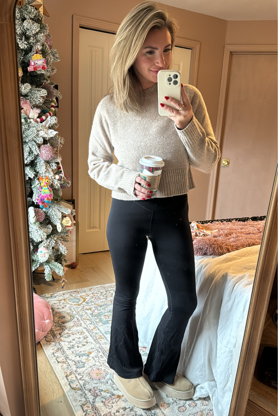 the cozy fit of the day! last chance to get the sweater on sale. Sized up to Medium in sweater, small in leggings 

#LTKfindsunder50 #LTKsalealert