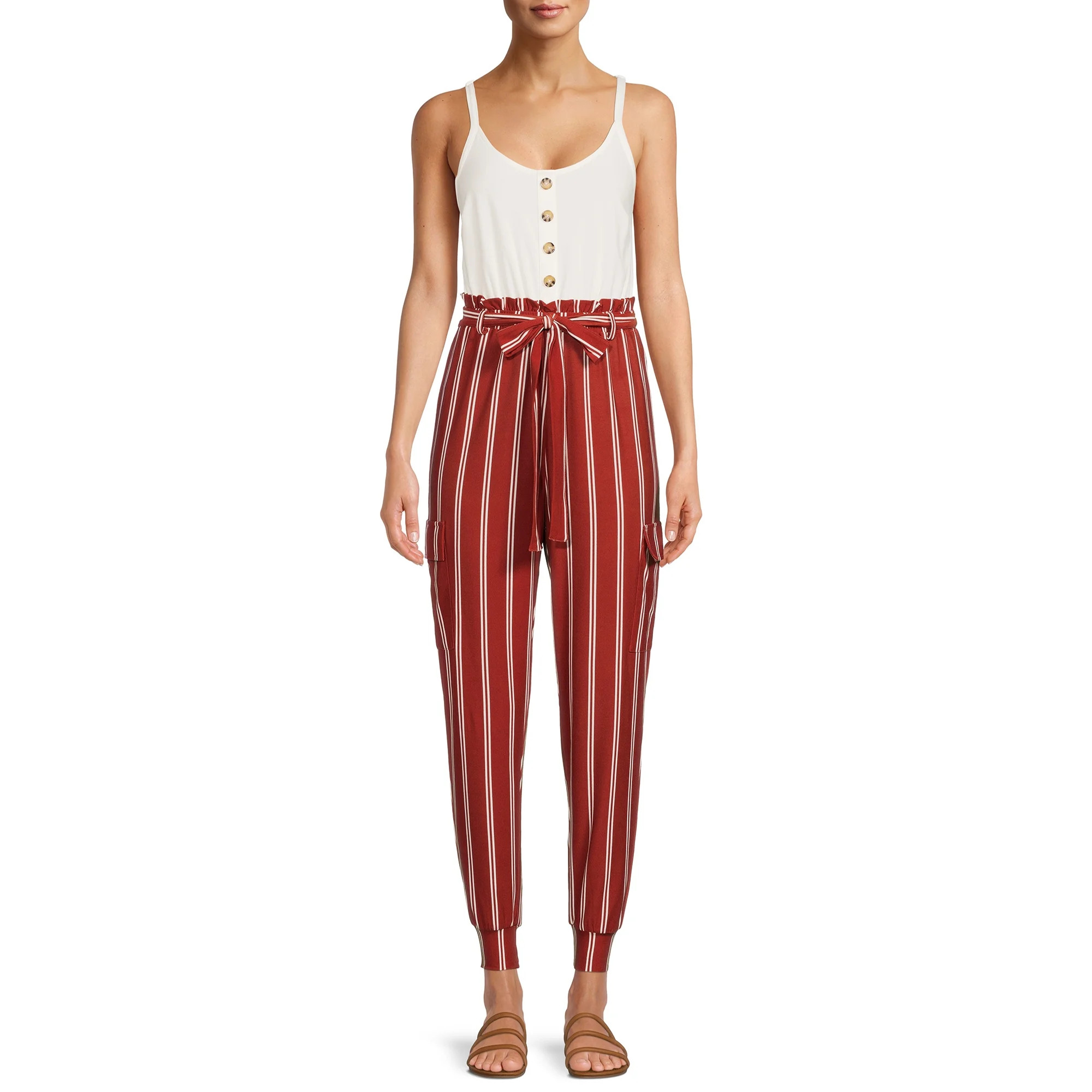 No Boundaries Juniors' Paperbag Waist Jumpsuit | Walmart (US)