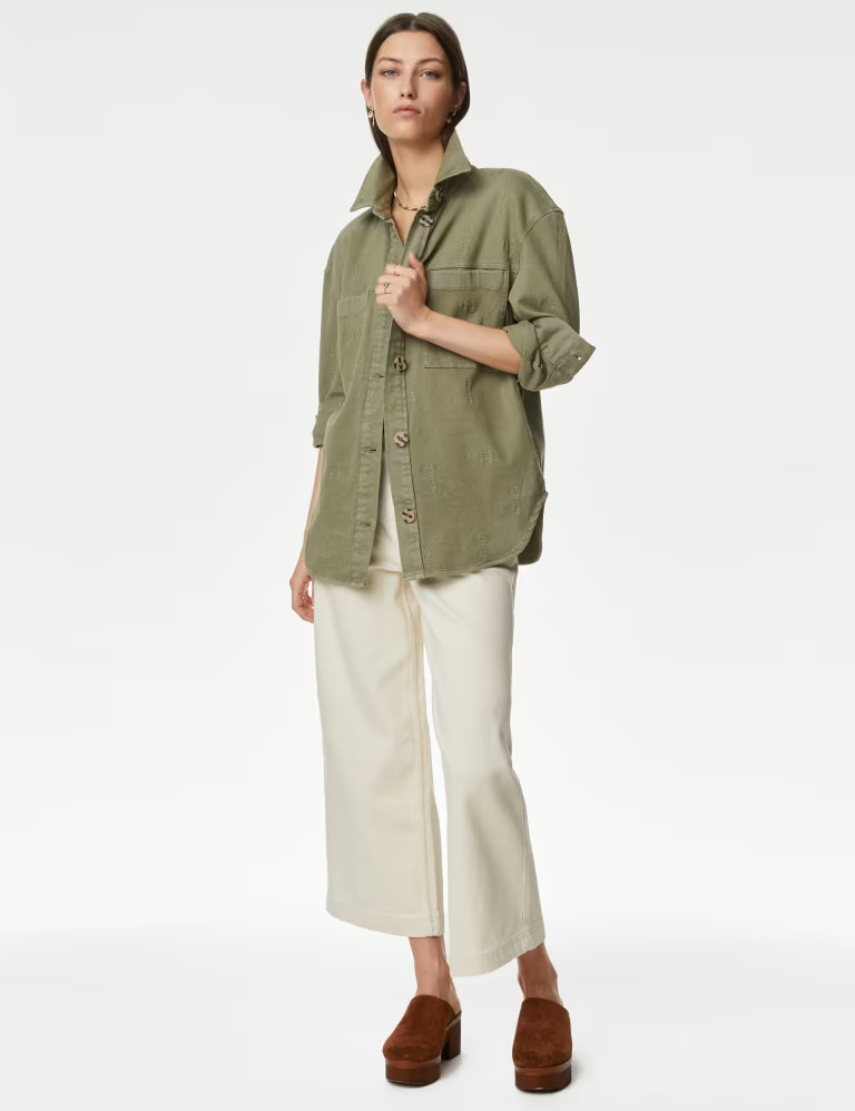 Cotton Rich Embroidered Shacket | Marks & Spencer (UK)