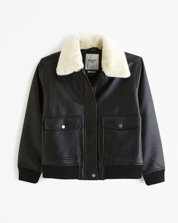 Winterized Vegan Leather Bomber Jacket | Abercrombie & Fitch (US)