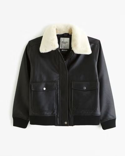 Women's Winterized Vegan Leather Bomber Jacket | Women's Coats & Jackets | Abercrombie.com | Abercrombie & Fitch (US)