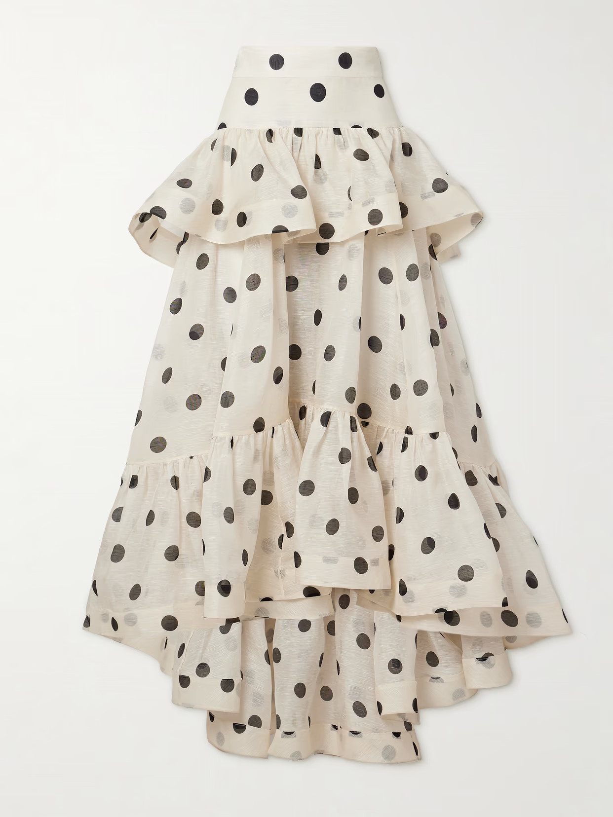 Zimmermann - Crush Tiered Ruffled Polka-dot Linen And Silk-blend Organza Maxi Skirt - Cream | NET-A-PORTER (US)