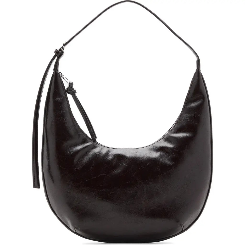 MANGO Medium Oval Faux Leather Shoulder Bag in Chocolate at Nordstrom | Nordstrom