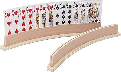 Exqline Wood Curved Playing Card Holder Racks Tray Set of 4 for Kids Seniors Adults - 13.4inch wi... | Amazon (US)