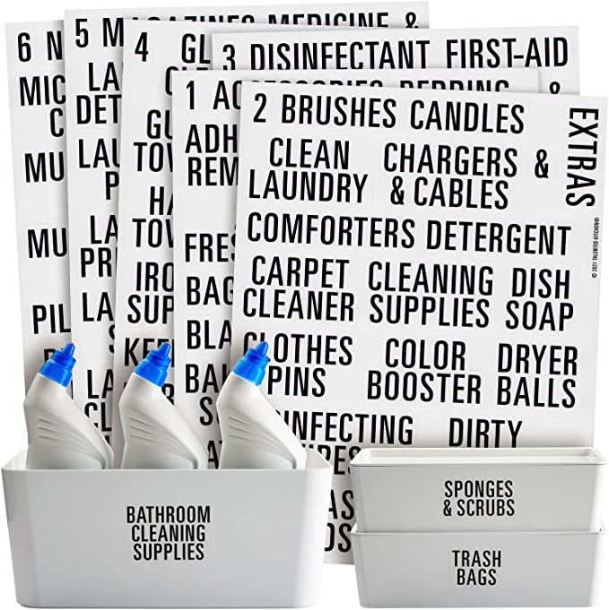 162 Pieces Laundry Room Labels, Bold All Caps Black Print on Clear Stickers for Linen Closet, Cle... | Amazon (US)