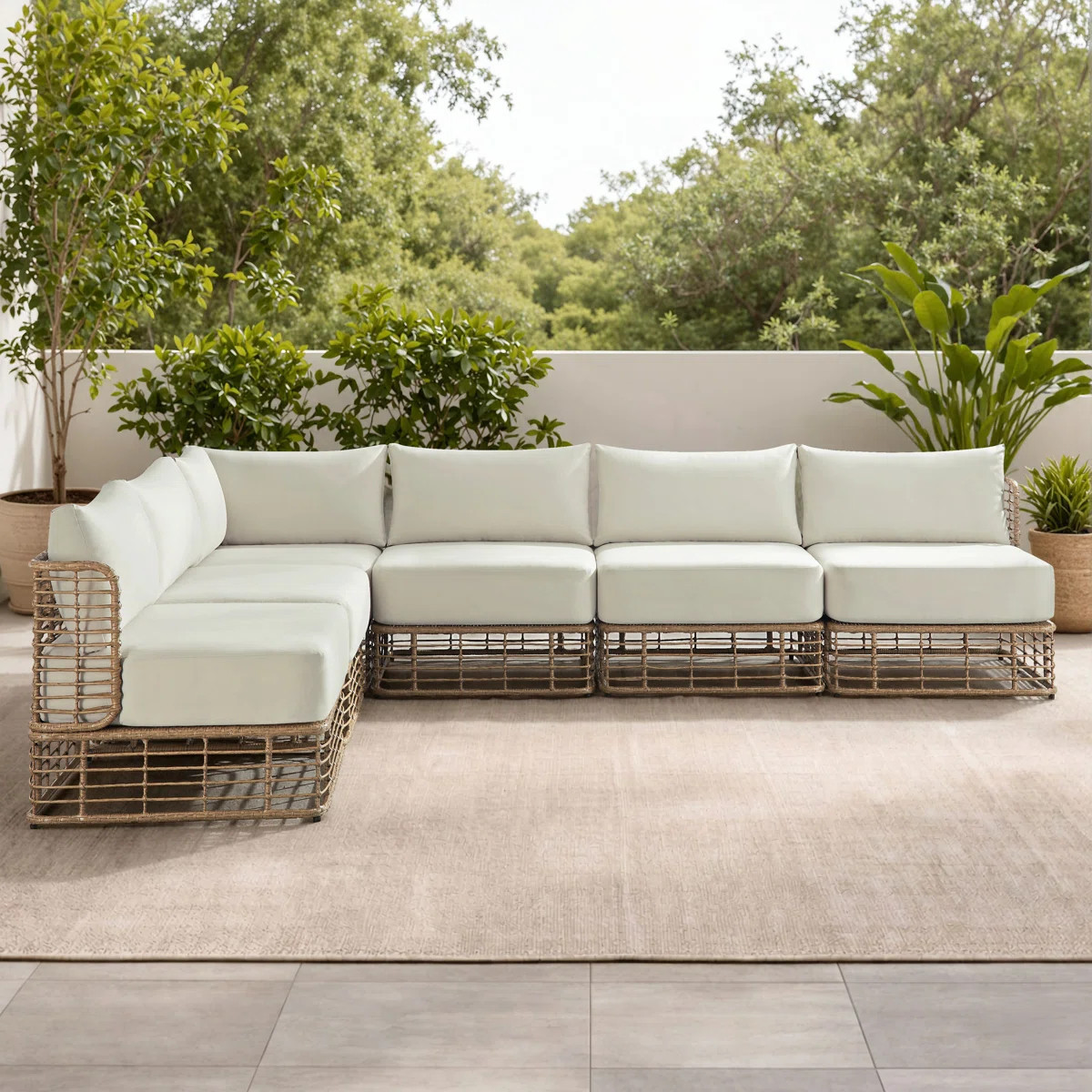 Bogovic 6 - Person Boho-Style Wicker Outdoor Sectional Seating Group With Cushions | Wayfair North America